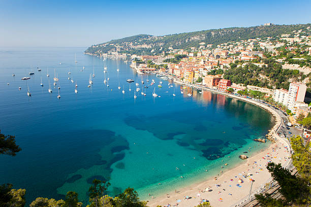 Riviera of France On the Riviera. Coastline and bay in Villefranche (FRANCE). This image is processed from 16-BIT RAW and professionally edited for best quality and usage.Similar photos from same area: french riviera stock pictures, royalty-free photos & images