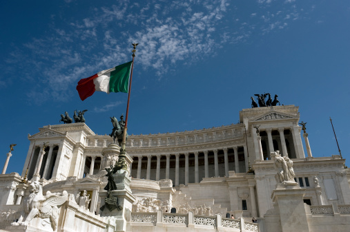 Memorial monument in downtown Rome with italian flag. To see more images click on the link below :