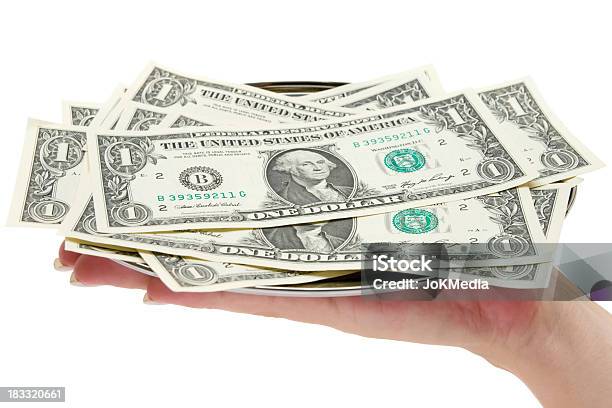 Serving Money Stock Photo - Download Image Now - Abundance, Achievement, American One Dollar Bill