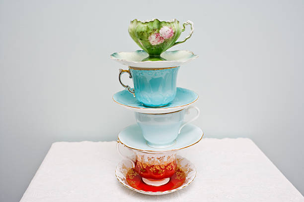 teacups - old fashioned tea cup victorian style beauty 뉴스 사진 이미지