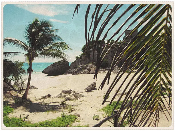 Photo of Vintage Tulum Beachfront Postcard - Mexico