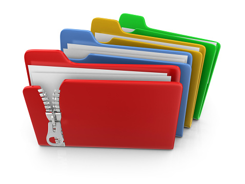 3d render.  Four colorful folders isolated on white background.