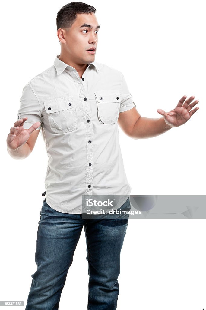 Shocked, Nervous Young Man Portrait of a young male on a white background. http://s3.amazonaws.com/drbimages/m/jamle.jpg Surprise Stock Photo