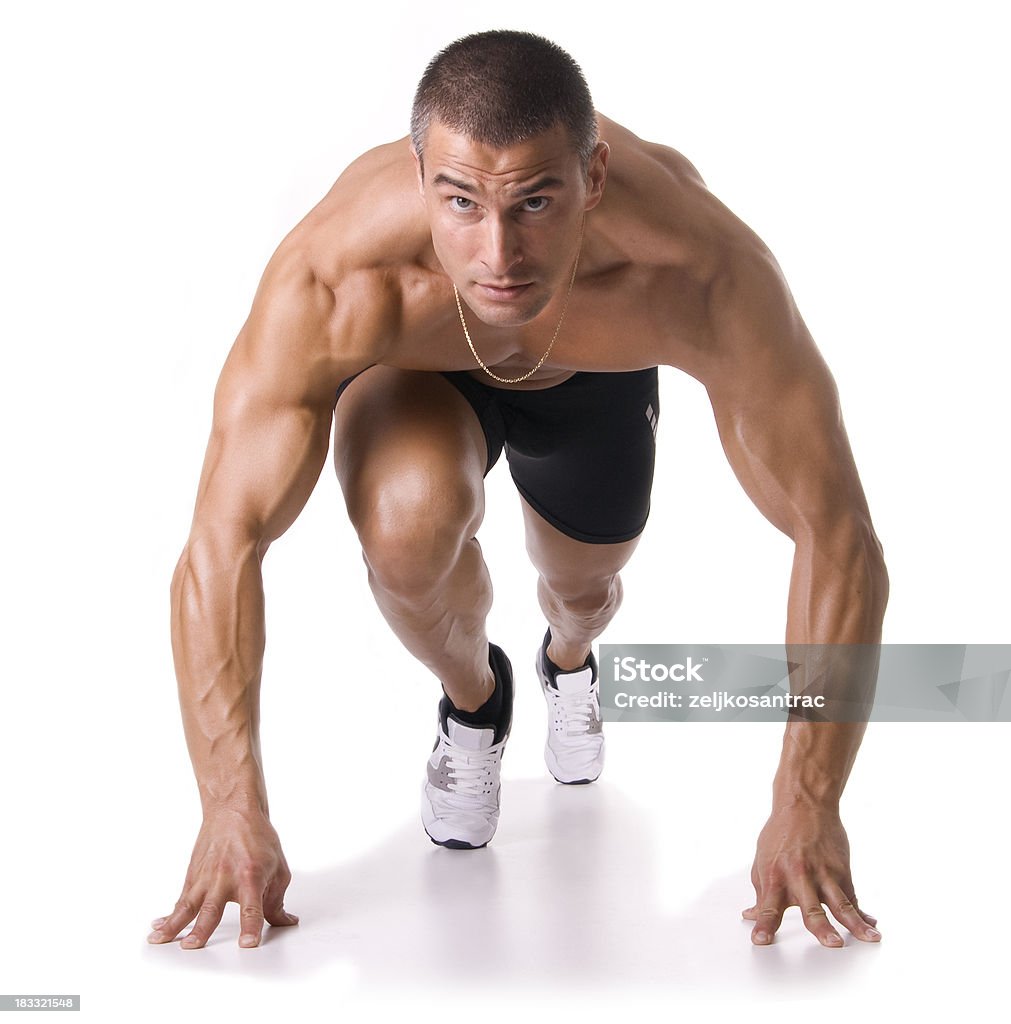 Fitness man closeup of young man doing push- ups Active Lifestyle Stock Photo