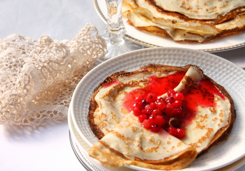 Russian blini with red currant