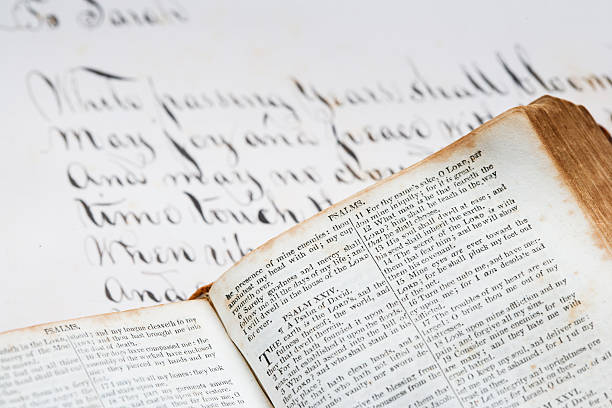 istock Bible quote from 24th Psalm  with old letter 183321806