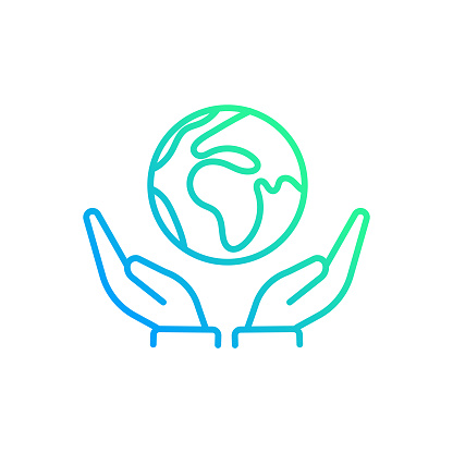 Save the Planet Gradient Line Icon. The Icon is suitable for web design, mobile apps, UI, UX, and GUI design.