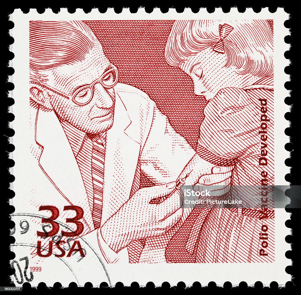 Polio vaccine postage stamp United States postage stamp commemorating the development and 1955 federal approval of the Polio vaccine. Polio Vaccine Stock Photo
