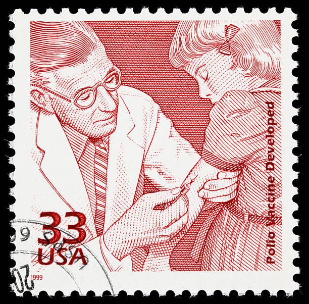 Polio vaccine postage stamp United States postage stamp commemorating the development and 1955 federal approval of the Polio vaccine. polio photos stock pictures, royalty-free photos & images