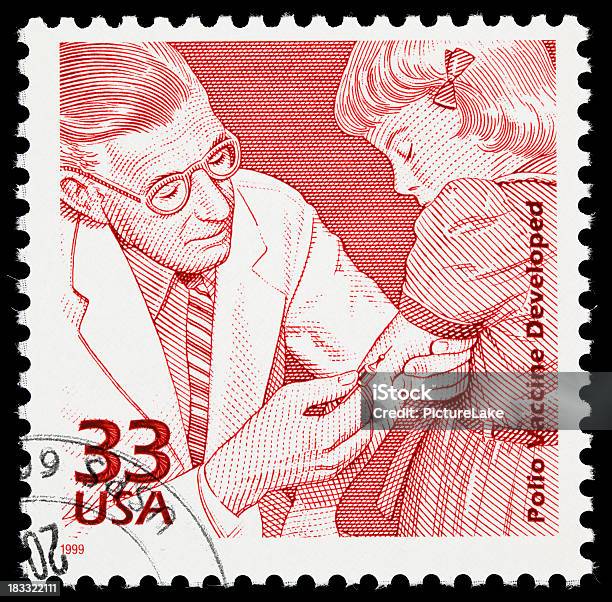 Polio Vaccine Postage Stamp Stock Photo - Download Image Now - Polio Vaccine, Polio, Polio Virus