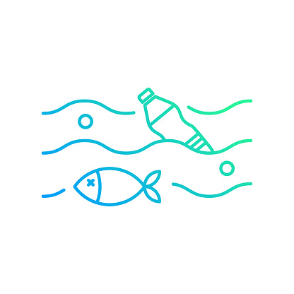 Marine Pollution Gradient Line Icon. The Icon is suitable for web design, mobile apps, UI, UX, and GUI design.