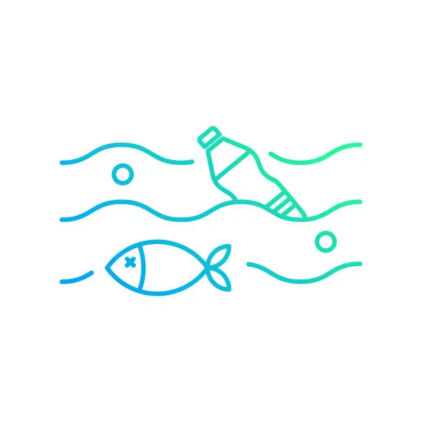 Vector illustration of Marine Pollution Gradient Line Icon. The Icon is suitable for web design, mobile apps, UI, UX, and GUI design.