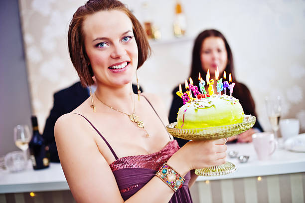 istock Woman showing a birthday cake 183322249