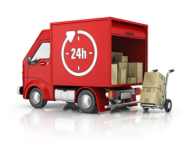 istock delivery van and 24 h sign 183322345