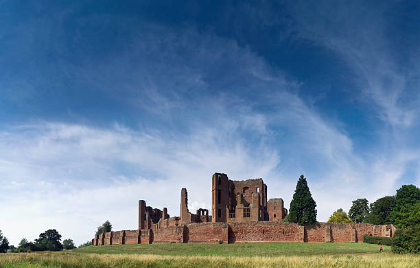 Kenilworth Castle, panorama The medieval fortress of Kenilworth Castle in Warwickshire is one of the most spectacular castle ruins in England and a major tourist attraction. kenilworth castle stock pictures, royalty-free photos & images