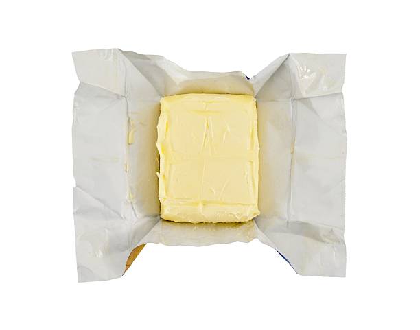 apenas aberto manteiga, isolado em fundo branco - brotaufstrich imagens e fotografias de stock
