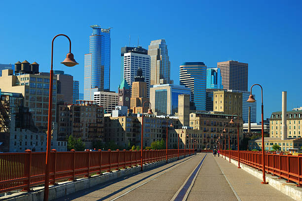 istock Minneapolis skyline and pedestrian bridge 183323806
