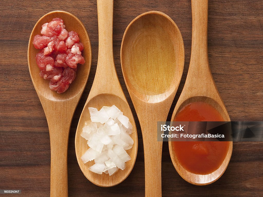 De carne y salsa de tomate ingredientes - Foto de stock de Aceite de oliva libre de derechos