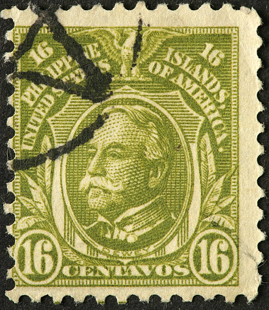 istock vintage Philippine/USA stamp 183325106