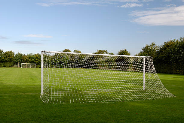 istock Empty nets of a soccer pitch 183325482