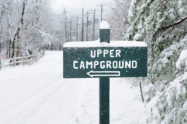 istock Upper campground sign in winter 183325557