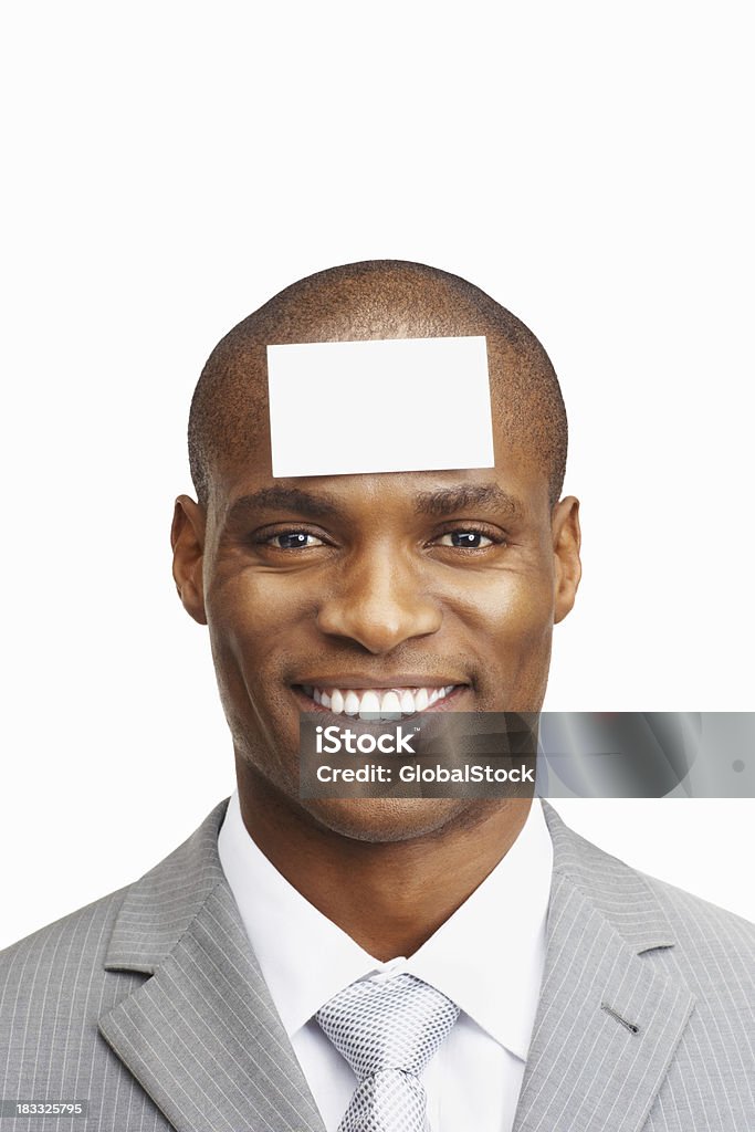 Afro-americano homem com cartão na Cabeça - Royalty-free Administrador Foto de stock