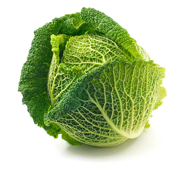 Savoy Cabbage Savoy cabbage isolated on a white background cabbage stock pictures, royalty-free photos & images