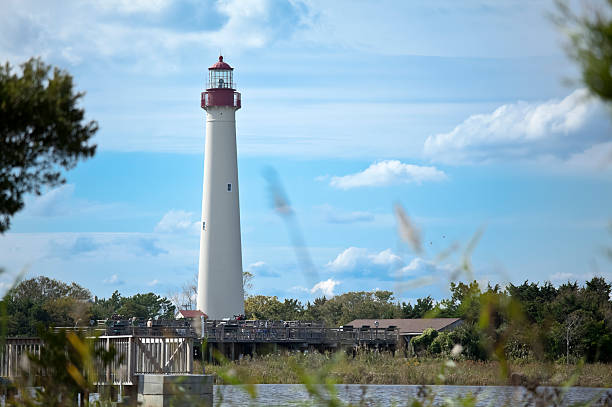istock Cape May Lighthouse Stands Tall under Blue Sky with Clouds 183326661