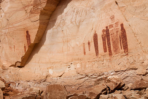 Horseshoe Canyon Great Ghost Petroglyph Panel "The Horseshoe Canyon petroglyph panels are approximately 4000 years old and contain a variety of intersting figures. Located in Canyonlands National Park, Utah." horseshoe canyon stock pictures, royalty-free photos & images