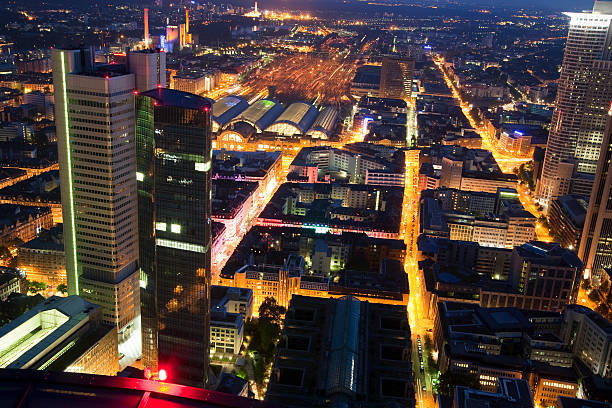 istock Skyscrapers in Financial District at Night, Frankfurt/Main, Germany 183327327
