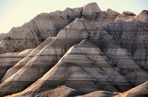 The beautiful detail of the rock formations within the Badlands National Park located near Rapid City, South Dakota.