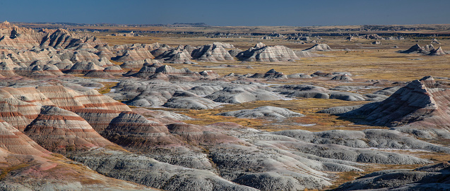 Vibrant coloes of Badlands Formations in Badlands National Park, South Dakota, USA