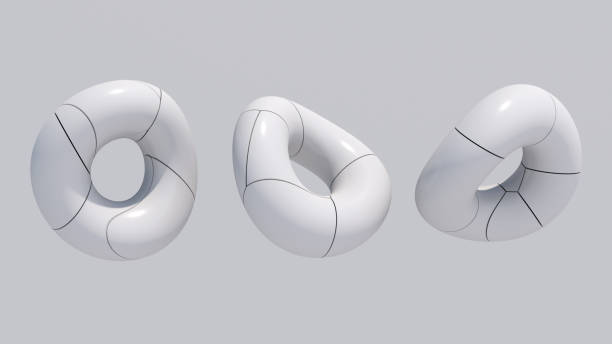 istock Group of white circle shapes rotating. Abstract illustration, 3d render. 1833294065