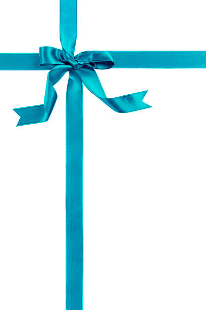 blue prezent z kokardą - blue bow ribbon gift zdjęcia i obrazy z banku zdjęć