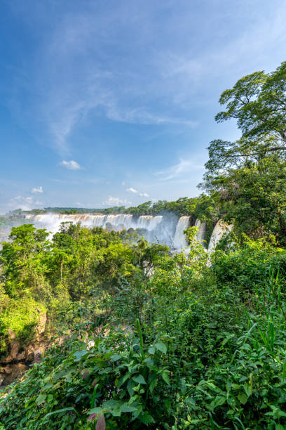 The Breathtaking Mighty Iguazu Falls in Iguazu National Park on the Boarder of Argentina and Brazil, South America stock photo