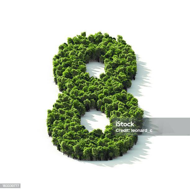 Number 8 Perspective View Stock Photo - Download Image Now - Number 8, Environmental Conservation, Green Color