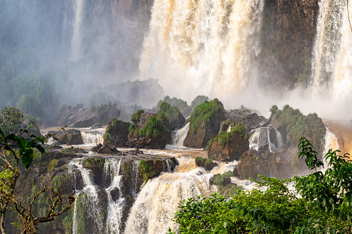 Devil's Throat at Iguazu Falls, one of the world's great natural wonders, on the border of Argentina and Brazil, Latin America