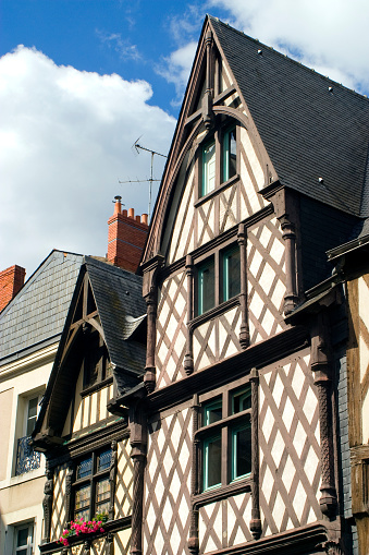 Traditional timbered buildings in Angers, Maine et Loire, France