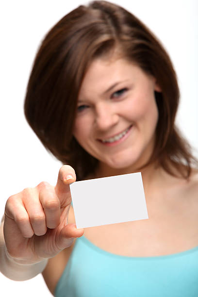 istock Woman is keeping business card 183332030