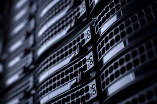 A large cluster of servers in a data center for running a website