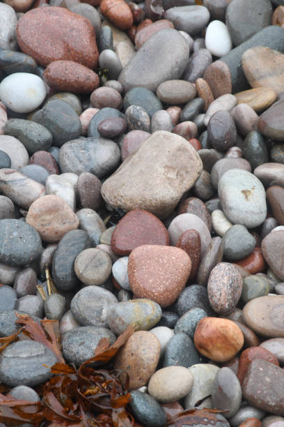 Pebbles on Pennan Beach Scotland stock photo