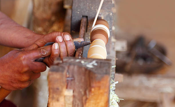 istock Wood carving for umbrellas in Myanmar 183332299
