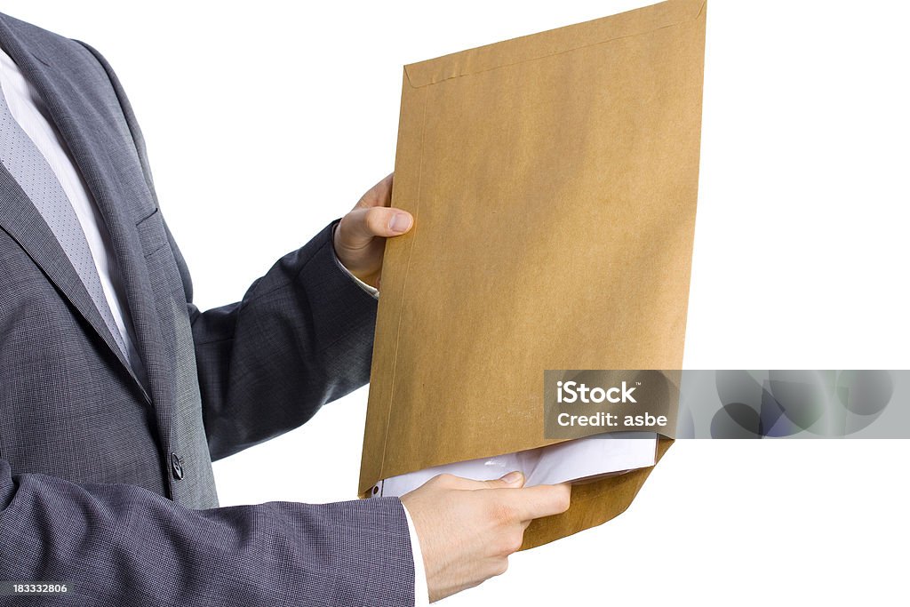 Businesman 문열기 봉투 - 로열티 프리 갈색 스톡 사진