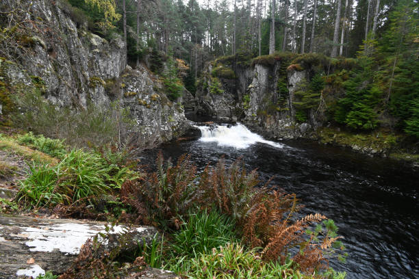 Laggan Falls the Highlands of Scotland stock photo