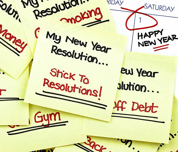 as resoluções de ano novo - determination new years eve aspirations letter - fotografias e filmes do acervo