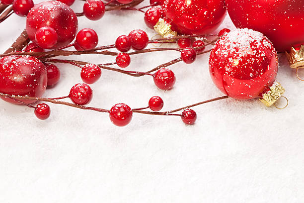 istock Christmas red decoration and snow 183333382