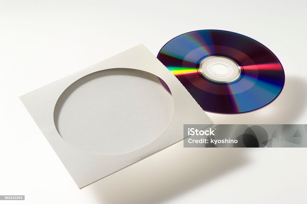 絶縁ショットの DVD 、紙製ケースに白背景 - CD-ROMのロイヤリティフリーストックフォト