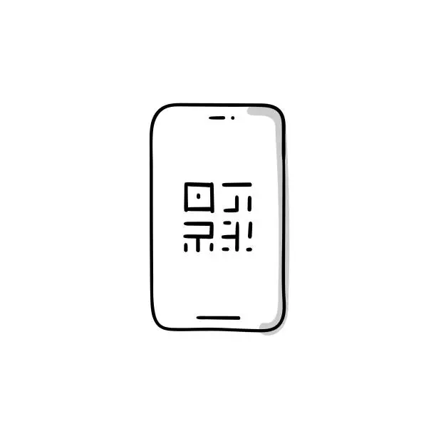 Vector illustration of Mobile Payment Sketchy Doodle Vector Line Icon with Editable Stroke. The Icon is suitable for web design, mobile apps, UI, UX, and GUI design.