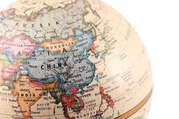 Globe showing Asia with clipping paths stock photo