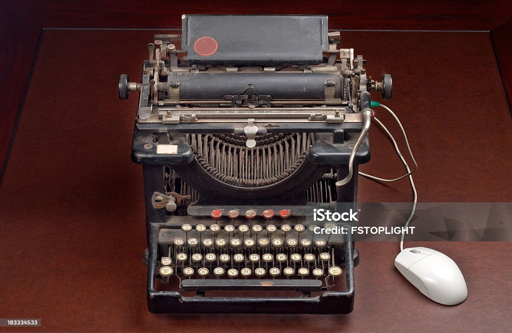 Type Machine Computer Old Type Writer Machine With Computer Mouse Stock Photo - Download ...